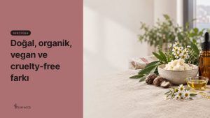 Bitkisel hammaddeler, shea yağı ve damlalıklı şişe